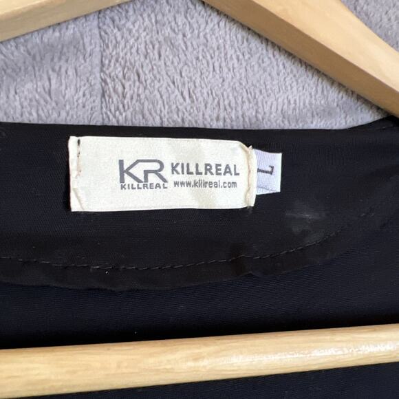 KillReal Fit Flare Dress Large Black Red Tartan Retro Pinup Punk Goth 50's Plaid - Picture 2 of 9